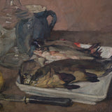 Mauve Fish Painting, Antique