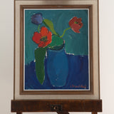 Blue Floral Still Life, Mid-Century