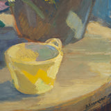 Colorful Florals with Black Vessel, Early Mid-Century